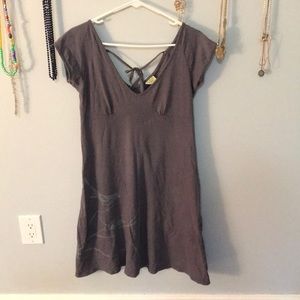 Gray shift dress with bird and tie back